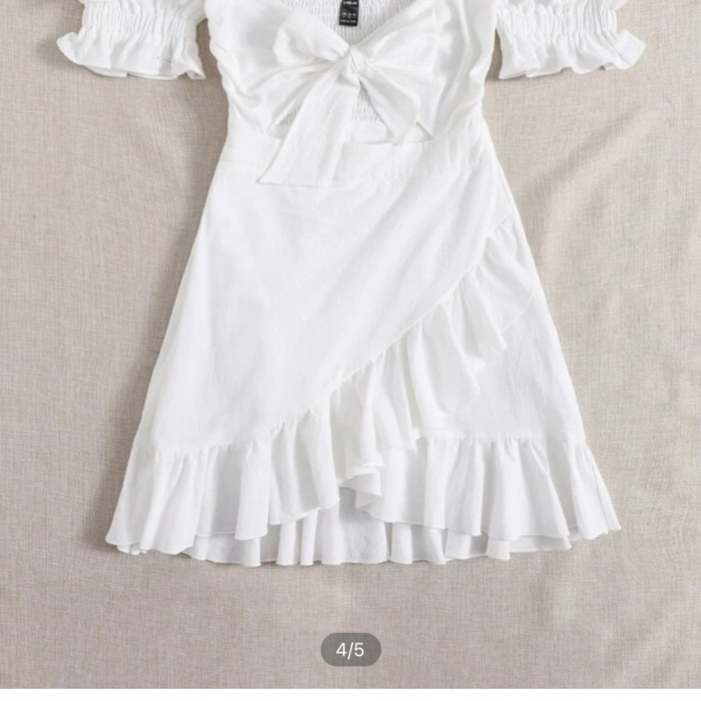 Off the shoulder wrap front tie dress